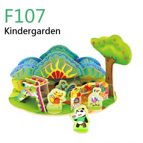 Kindergarten Forest Cabin - Puzzle 3D din lemn