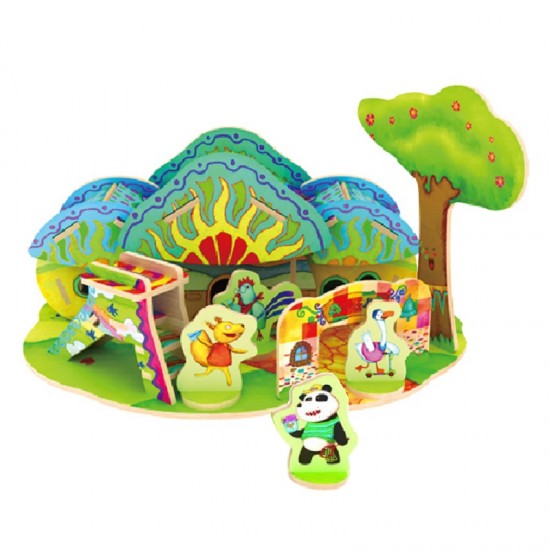 Kindergarten Forest Cabin - Puzzle 3D din lemn