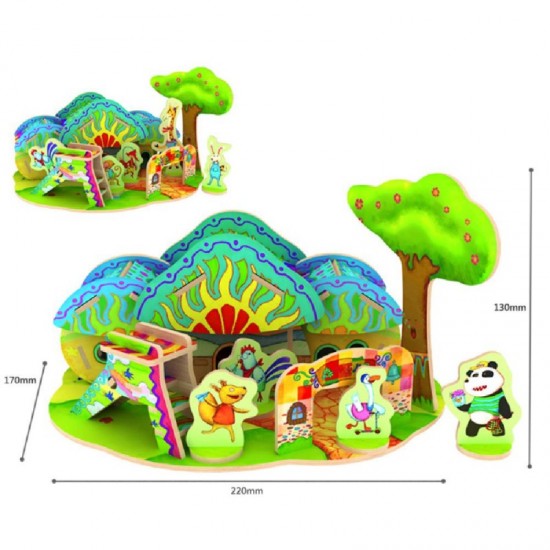 Kindergarten Forest Cabin - Puzzle 3D din lemn