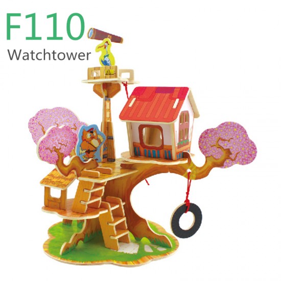Turn de observatie -Watchtower Forest Cabin - Puzzle  3D din lemn