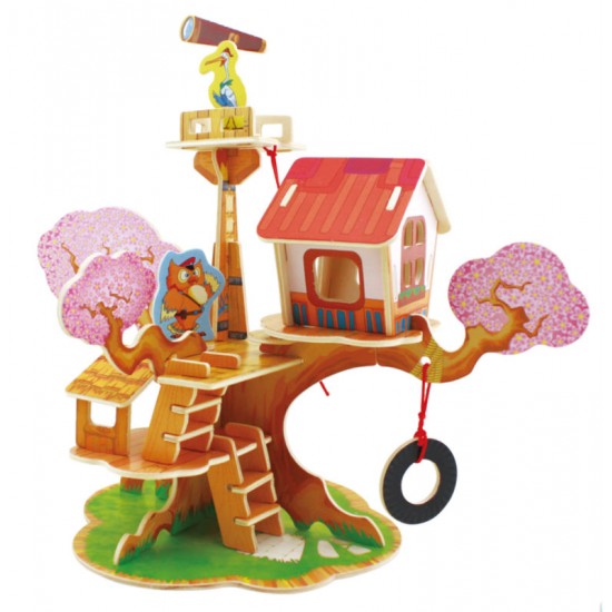 Turn de observatie -Watchtower Forest Cabin - Puzzle  3D din lemn