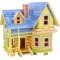 Flying House - Casuta de construit din lemn colorata -tip puzzle 3D 