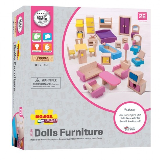 Set mobilier complet pentru casute de papusi - 4 in 1