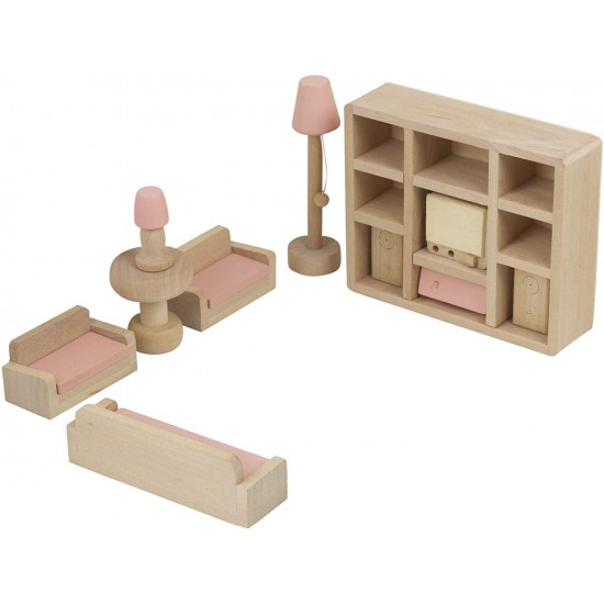 Set mobilier complet pentru casute de papusi - 6 in 1