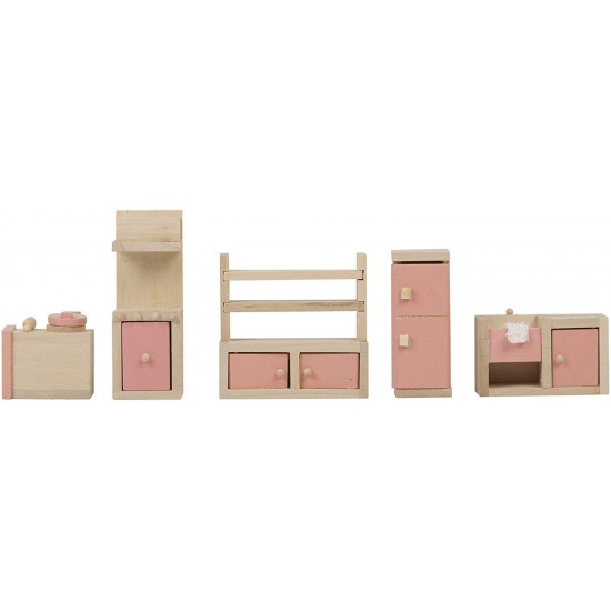 Set mobilier complet pentru casute de papusi - 6 in 1