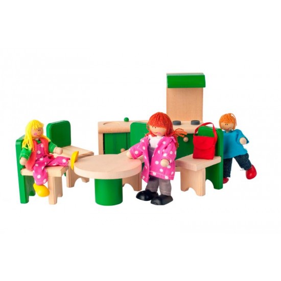 Set mobilier Bucatarie- Sala de Mese de jucarie din lemn WoddyLand