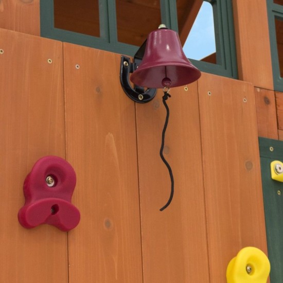 Complex de joaca din cedru Adventure Ridgs Payset KidKraft - Centru cu trei tobogane si 2 nivele - Cedar Summit PlayCentre