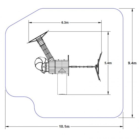 Complex de joaca din cedru Adventure Ridgs Payset KidKraft - Centru cu trei tobogane si 2 nivele - Cedar Summit PlayCentre
