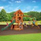 Complex de Joaca din lemn de cedru Atlantis PLAY- Centru outdoor pentru copii cu tobogan si 2 nivele Atlantic Playset Backyard Discovery 