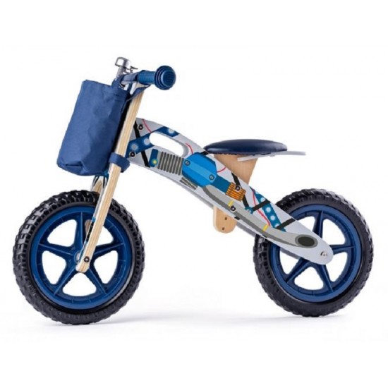 Bicicleta fara pedale din lemn, Scooter Woodyland Albastra - My First Bike