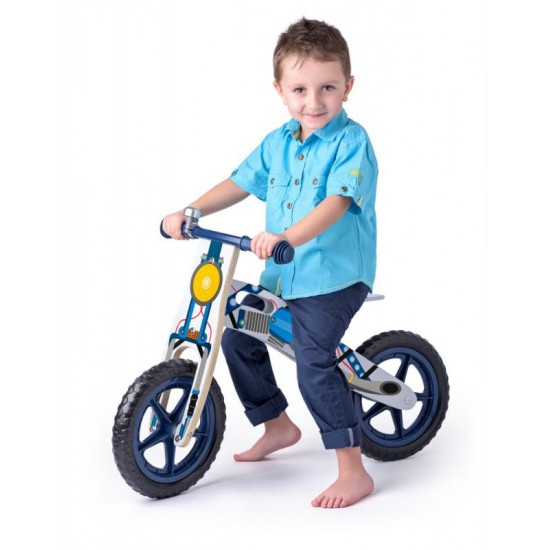 Bicicleta fara pedale din lemn, Scooter Woodyland Albastra - My First Bike