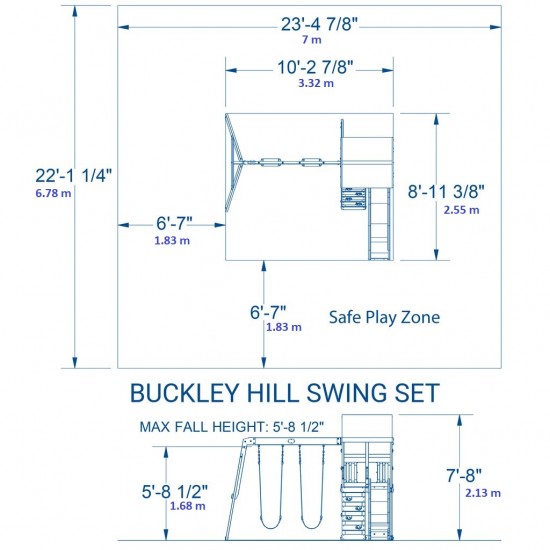 Complex de joaca Bucley Discovery -Swing Set- Centru multifuntional din lemn de cedru