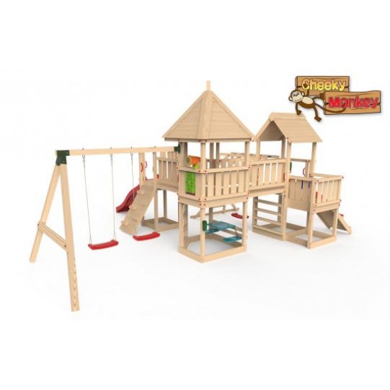 Complex de joaca Cheeky Monkey PlaySet - Centru multifuntional din lemn Play Center