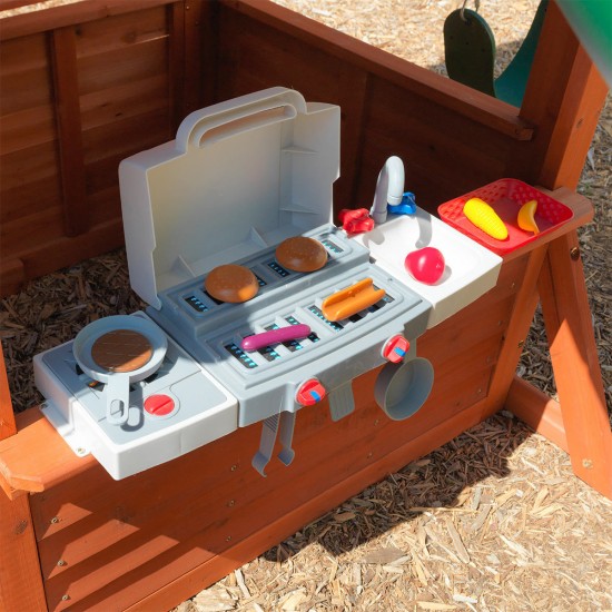 Complex de joaca din cedru Copper Ridge KidKraft - Centru cu trei tobogane si 3 nivele - Cedar Summit PlayCentre