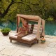 Sezlong Espresso Oatmeal din lemn de plaje cu doua locuri pentru copii cu suport de pahare - Double Chaise Lounge Espresso Kidkraft 