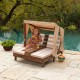 Sezlong Espresso Oatmeal din lemn de plaje cu doua locuri pentru copii cu suport de pahare - Double Chaise Lounge Espresso Kidkraft 