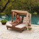 Sezlong Espresso Oatmeal din lemn de plaje cu doua locuri pentru copii cu suport de pahare - Double Chaise Lounge Espresso Kidkraft 