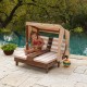 Sezlong Espresso Oatmeal din lemn de plaje cu doua locuri pentru copii cu suport de pahare - Double Chaise Lounge Espresso Kidkraft 