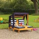 Sezlong Navy din lemn de plaje cu doua locuri pentru copii cu suport de pahare - Double Chaise Lounge Navy Kidkraft 