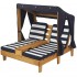 Sezlong Navy din lemn de plaje cu doua locuri pentru copii cu suport de pahare - Double Chaise Lounge Navy Kidkraft 