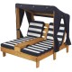 Sezlong Navy din lemn de plaje cu doua locuri pentru copii cu suport de pahare - Double Chaise Lounge Navy Kidkraft 