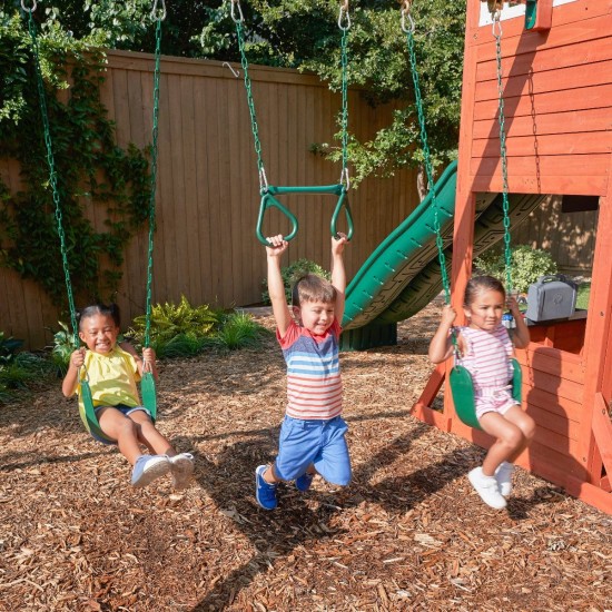 Complex de joaca din cedru PlaySet Cedar Summit Hill Top KidKraft - Centru cu trei tobogane si 3 nivele Play Centre