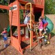 Complex de joaca din cedru PlaySet Cedar Summit Hill Top KidKraft - Centru cu trei tobogane si 3 nivele Play Centre
