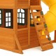 Complex de joaca din cedru Kings Bridge Playset KidKraft - Centru cu trei tobogane si 2 nivele - Cedar Summit PlayCentre