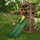 Complex de joaca Lindal Deluxe PlaySet  KidKraft din lemn - Centru pe 2 nivele din cedru cu leagane si doua tobogane 