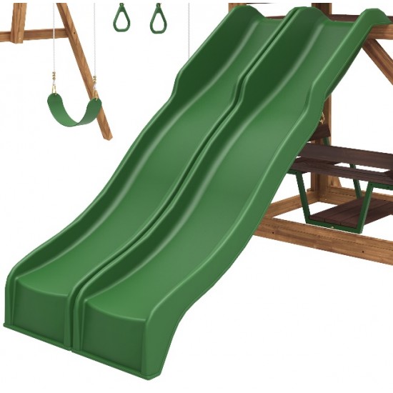 Complex de joaca Lindal Deluxe PlaySet  KidKraft din lemn - Centru pe 2 nivele din cedru cu leagane si doua tobogane 
