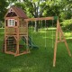 Complex de joaca Lindal Deluxe PlaySet  KidKraft din lemn - Centru pe 2 nivele din cedru cu leagane si doua tobogane 