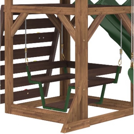 Complex de joaca Lindal Deluxe PlaySet  KidKraft din lemn - Centru pe 2 nivele din cedru cu leagane si doua tobogane 