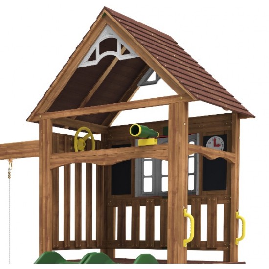 Complex de joaca Lindal Deluxe PlaySet  KidKraft din lemn - Centru pe 2 nivele din cedru cu leagane si doua tobogane 