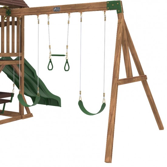 Complex de joaca Lindal Deluxe PlaySet  KidKraft din lemn - Centru pe 2 nivele din cedru cu leagane si doua tobogane 