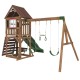 Complex de joaca Lindal Deluxe PlaySet  KidKraft din lemn - Centru pe 2 nivele din cedru cu leagane si doua tobogane 