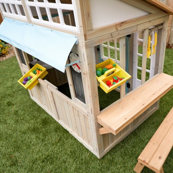Casuta de Joaca Medowlane Market PlayHouse cu Bucatarie si accesorii pentru exterior gradina Kidkraft