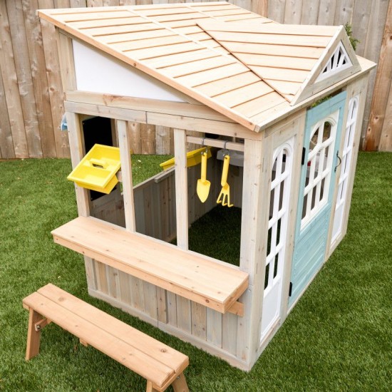 Casuta de Joaca Medowlane Market PlayHouse cu Bucatarie si accesorii pentru exterior gradina Kidkraft