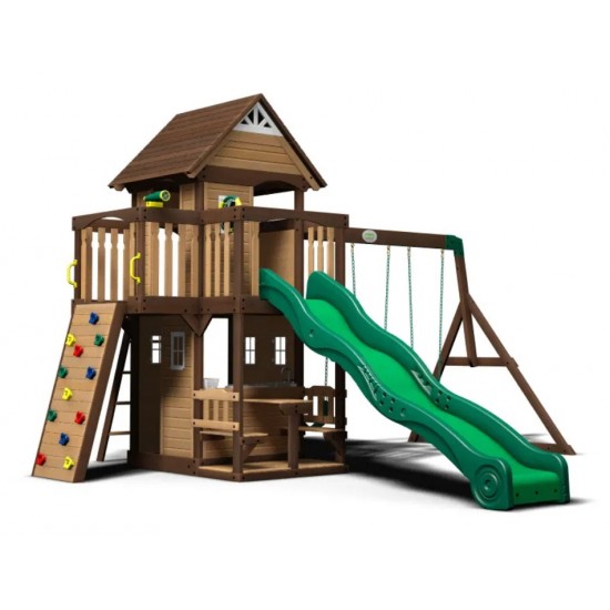 Complex de Joaca Muntele Triumf  din lemn de cedru - Centru din lemn cu tobogan si 2 nivele  Triumph Mount Playset Backyard Discovery  