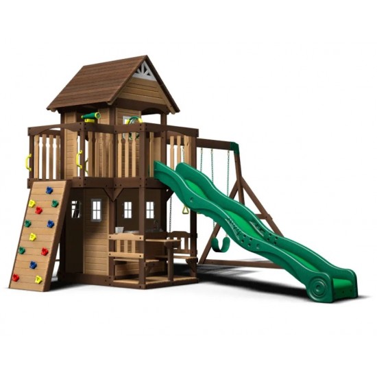 Complex de Joaca Muntele Triumf  din lemn de cedru - Centru din lemn cu tobogan si 2 nivele  Triumph Mount Playset Backyard Discovery  