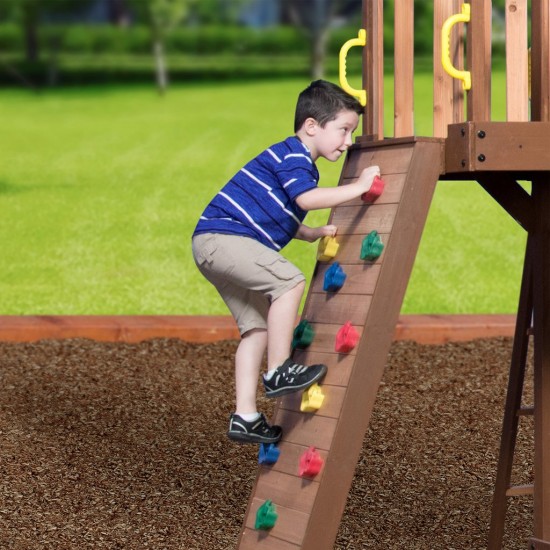 Complex de Joaca Muntele Triumf  din lemn de cedru - Centru din lemn cu tobogan si 2 nivele  Triumph Mount Playset Backyard Discovery  
