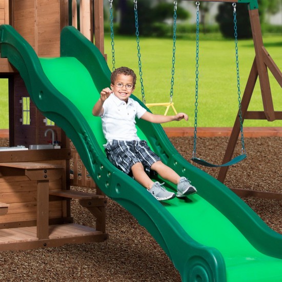 Complex de Joaca Muntele Triumf  din lemn de cedru - Centru din lemn cu tobogan si 2 nivele  Triumph Mount Playset Backyard Discovery  