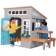 Casuta de joaca din lemn pentru copii pentru exterior Preston Cottage PlayHouse Kidkraft cu sunete si lumini si accesorii incluse