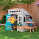 Casuta de joaca din lemn pentru copii pentru exterior Preston Cottage PlayHouse Kidkraft cu sunete si lumini si accesorii incluse