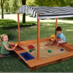 Spatiu de joaca lada cu nisip - Cutie din lemn cu acoperis Canopy Kidkraft