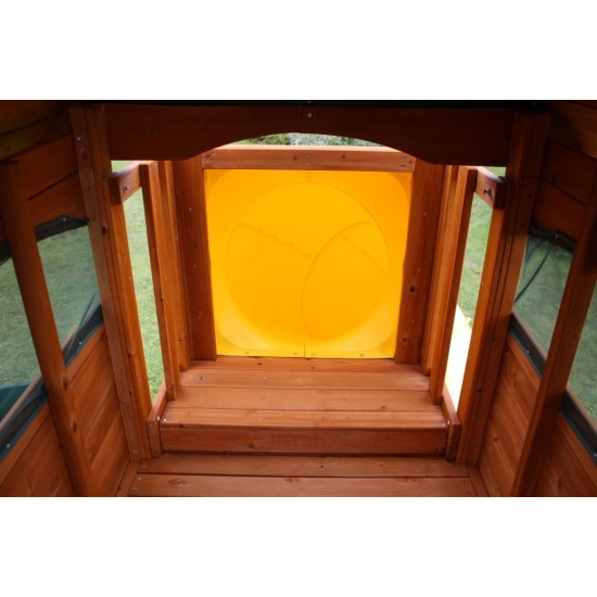 Complex de joaca din cedru SandPoint Deluxe- Centru cu tobogan elicoidal  si 2 nivele - Big Backyard PlayCentre