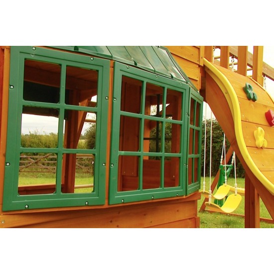 Complex de joaca din cedru SandPoint Deluxe- Centru cu tobogan elicoidal  si 2 nivele - Big Backyard PlayCentre