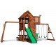 Complex de Joaca din cedru SkyFort II Wooden Swing Set - Centru cu tobogan si 3 nivele - Backyard Discovery