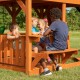 Complex de Joaca din cedru SkyFort II Wooden Swing Set - Centru cu tobogan si 3 nivele - Backyard Discovery