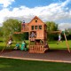 Complex de Joaca din cedru SkyFort II Wooden Swing Set - Centru cu tobogan si 3 nivele - Backyard Discovery