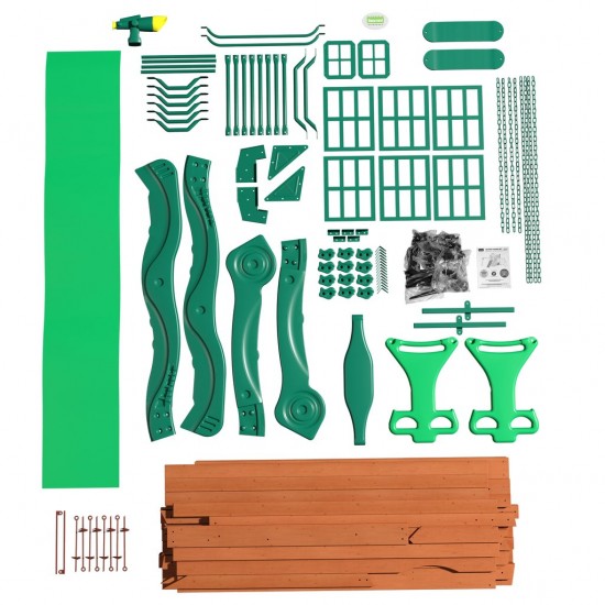 Complex de Joaca din cedru SkyFort II Wooden Swing Set - Centru cu tobogan si 3 nivele - Backyard Discovery